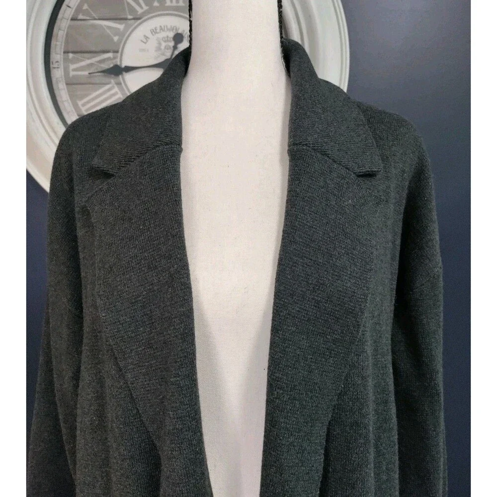 L.L. Bean Cardigan Sweater Women's M Gray Long Open Front Cotton Cashmere EUC